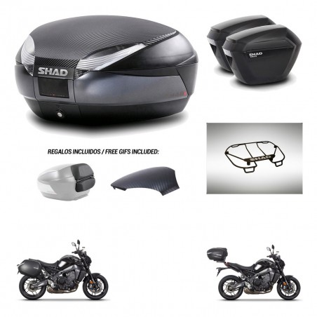 SHAD Maletas sh23 + soporte montaje baul SH48 tapa respaldo accesorios 49 L KIT-465068