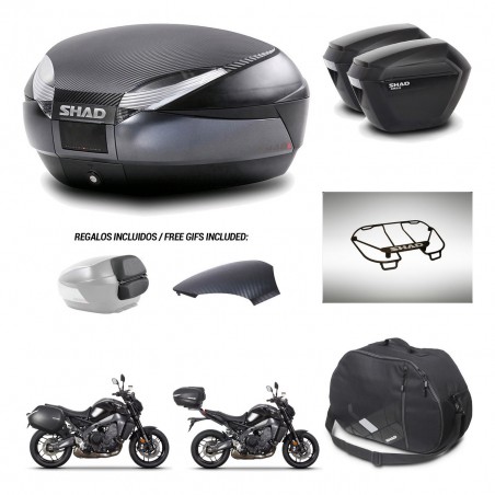 SHAD Maletas sh23 + soporte montaje baul SH48 tapa respaldo accesorios 49 L KIT-465080