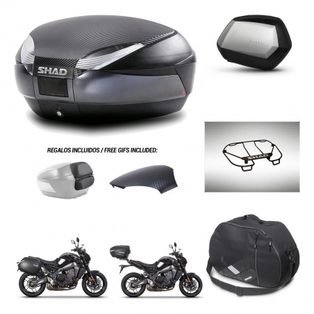 SHAD Maletas SH35 PREMIUM + soporte montaje baul SH48 tapa respaldo accesorios 49 L KIT-465081