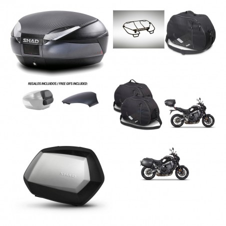 SHAD Maletas SH35 PREMIUM + soporte montaje baul SH48 tapa respaldo accesorios 49 L KIT-465082