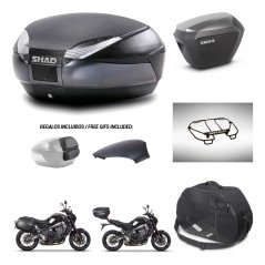 SHAD Maletas sh23 alu + soporte montaje baul SH48 tapa respaldo accesorios 49 L KIT-465083