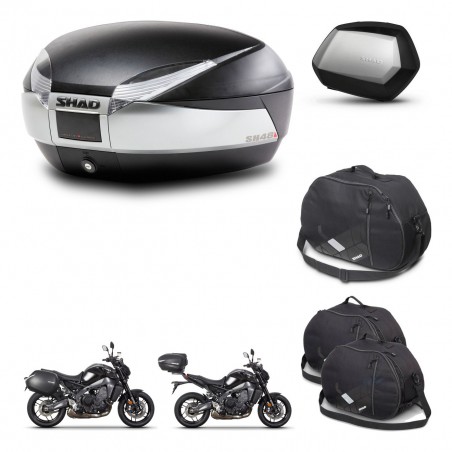 SHAD Maletas SH35 PREMIUM + soporte montaje baul SH48 accesorios TITANIUM KIT-465578