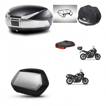 SHAD SH35 PREMIUM suitcases + mounting bracket SH48 trunk accessories TITANIUM KIT-465607