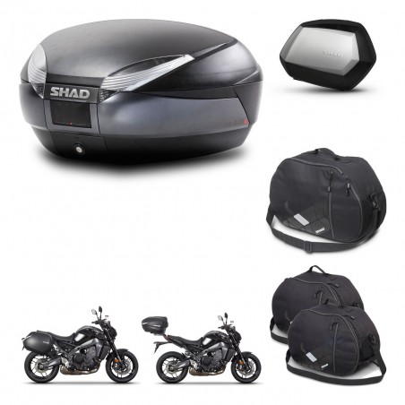 SHAD Maletas SH35 PREMIUM + soporte montaje baul SH48 accesorios DARK GREY KIT-465674