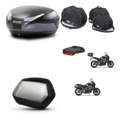SHAD Maletas SH35 PREMIUM + soporte montaje baul SH48 accesorios DARK GREY KIT-465680