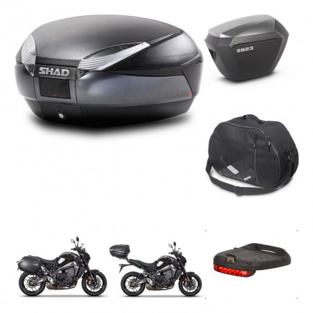 SHAD Maletas sh23 alu + soporte montaje baul SH48 accesorios DARK GREY PREMIUM KIT-465681