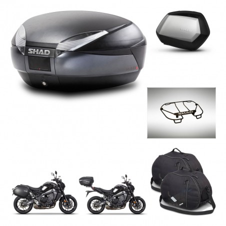 SHAD Maletas SH35 PREMIUM + soporte montaje baul SH48 accesorios DARK GREY KIT-465686