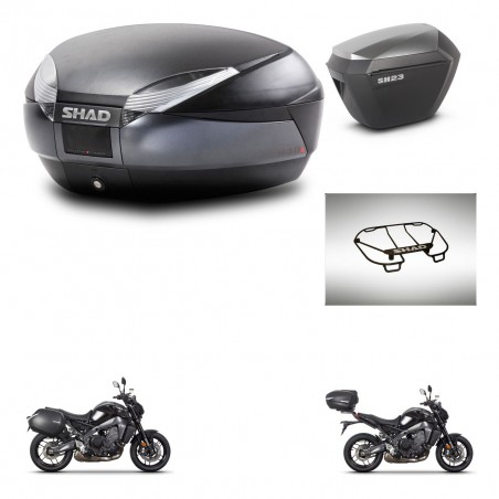 SHAD Maletas sh23 alu + soporte montaje baul SH48 accesorios DARK GREY PREMIUM KIT-465687