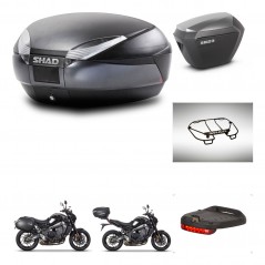 SHAD Maletas sh23 alu + soporte montaje baul SH48 accesorios DARK GREY PREMIUM KIT-465693
