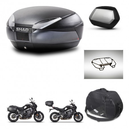 SHAD Maletas SH35 PREMIUM + soporte montaje baul SH48 accesorios DARK GREY KIT-465697