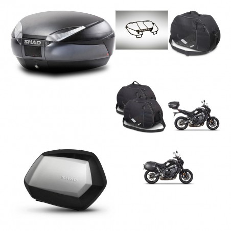 SHAD Maletas SH35 PREMIUM + soporte montaje baul SH48 accesorios DARK GREY KIT-465698