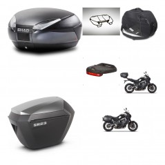 SHAD Maletas sh23 alu + soporte montaje baul SH48 accesorios DARK GREY PREMIUM KIT-465705