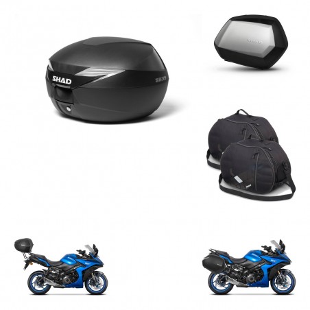 SHAD Maletas SH35 PREMIUM + soporte montaje Baul maleta accesorios KIT-471878