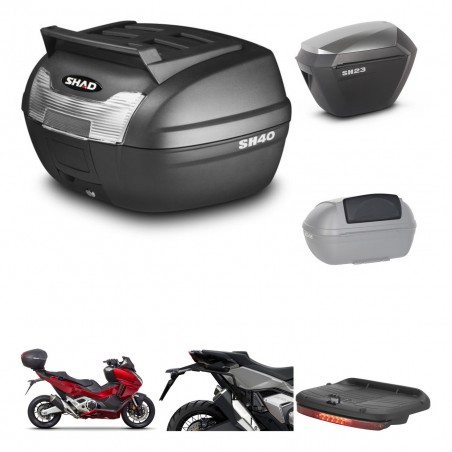 SHAD Maletas sh23 alu + soporte montaje baul SH40 parrilla superior accesorios KIT-472273