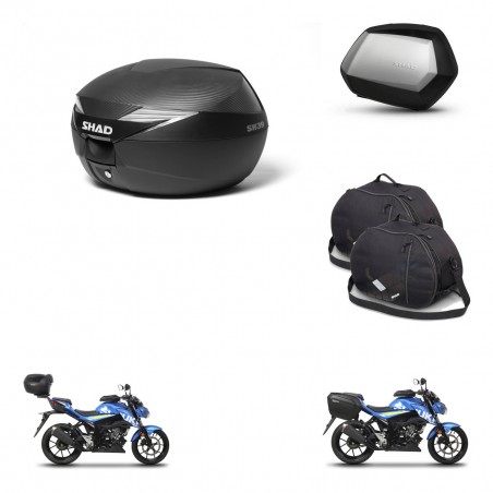 SHAD Maletas SH35 PREMIUM + soporte montaje Baul maleta accesorios KIT-472358