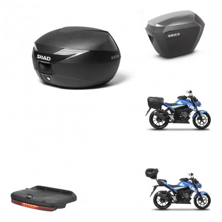 SHAD SH23 alu suitcases + mounting bracket suitcase trunk accessories KIT-472365