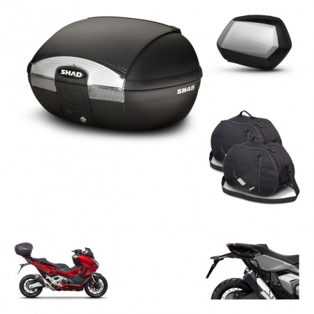 SHAD Maletas SH35 PREMIUM + soporte montaje baul SH45 accesorios KIT-474156