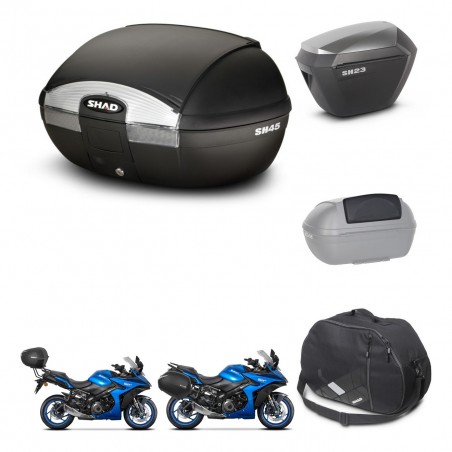 SHAD SH23 alu suitcases + mounting bracket SH45 trunk accessories KIT-474337