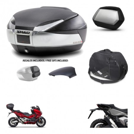 SHAD Maletas SH35 PREMIUM + soporte montaje baul SH48 tapa respaldo accesorios KIT-475475