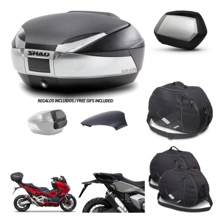 SHAD Maletas SH35 PREMIUM + soporte montaje baul SH48 tapa respaldo accesorios KIT-475476