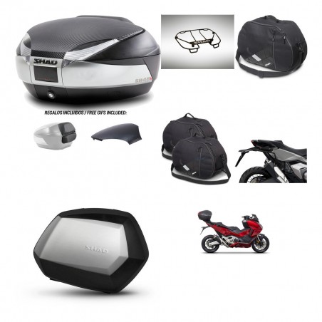SHAD Maletas SH35 PREMIUM + soporte montaje baul SH48 tapa respaldo accesorios KIT-475500