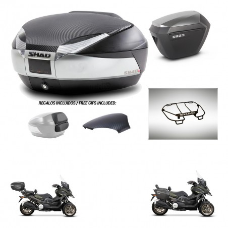 SHAD SH23 alu suitcases + mounting bracket SH48 trunk backrest cover accessories KIT-475585