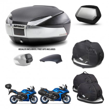 SHAD Maletas SH35 PREMIUM + soporte montaje baul SH48 tapa respaldo accesorios KIT-475620