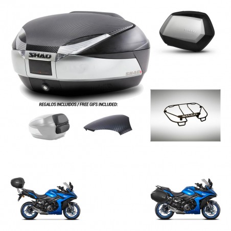 SHAD Maletas SH35 PREMIUM + soporte montaje baul SH48 tapa respaldo accesorios KIT-475631