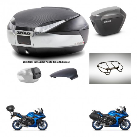 SHAD SH23 alu suitcases + mounting bracket SH48 trunk backrest cover accessories KIT-475633