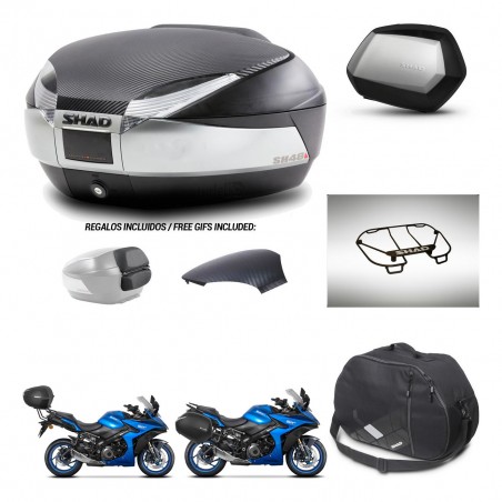 SHAD Maletas SH35 PREMIUM + soporte montaje baul SH48 tapa respaldo accesorios KIT-475643