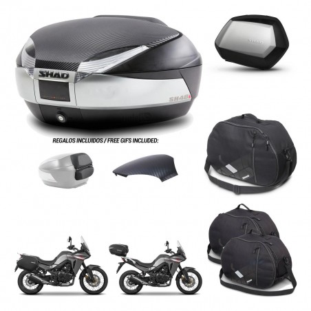 SHAD Maletas SH35 PREMIUM + soporte montaje baul SH48 tapa respaldo accesorios KIT-475716