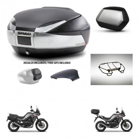 SHAD Maletas SH35 PREMIUM + soporte montaje baul SH48 tapa respaldo accesorios KIT-475727