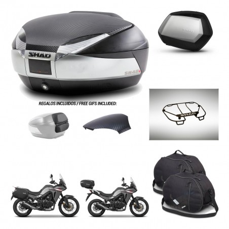 SHAD Maletas SH35 PREMIUM + soporte montaje baul SH48 tapa respaldo accesorios KIT-475728