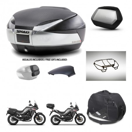 SHAD Maletas SH35 PREMIUM + soporte montaje baul SH48 tapa respaldo accesorios KIT-475739