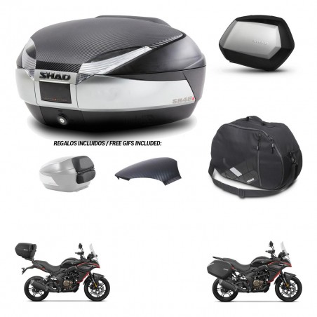 SHAD Maletas SH35 PREMIUM + soporte montaje baul SH48 tapa respaldo accesorios KIT-475763