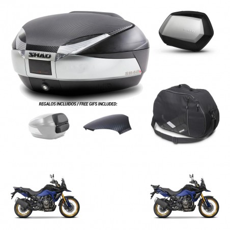 SHAD Maletas SH35 PREMIUM + soporte montaje baul SH48 tapa respaldo accesorios KIT-475811
