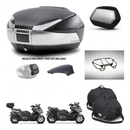 SHAD Maletas SH35 PREMIUM + soporte montaje baul SH48 tapa respaldo accesorios KIT-475920