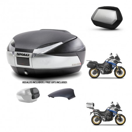 SHAD Maletas SH35 PREMIUM + soporte montaje baul SH48 tapa respaldo KIT-475943