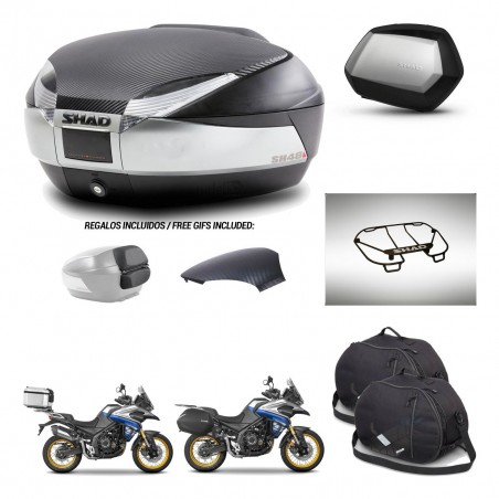SHAD Maletas SH35 PREMIUM + soporte montaje baul SH48 tapa respaldo accesorios KIT-475968