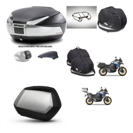 SHAD Maletas SH35 PREMIUM + soporte montaje baul SH48 tapa respaldo accesorios KIT-475980