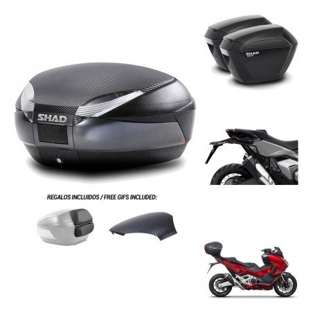 SHAD Maletas sh23 + soporte montaje baul SH48 tapa respaldo 49 L KIT-475990