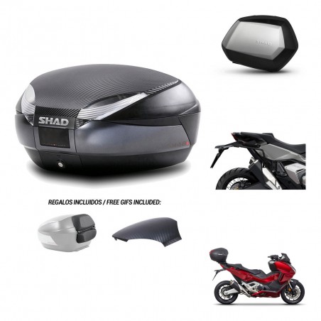 SHAD Maletas SH35 PREMIUM + soporte montaje baul SH48 tapa respaldo 49 L KIT-475991