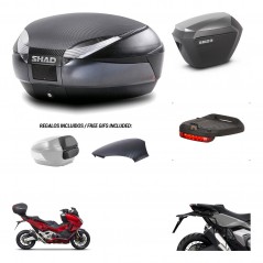 SHAD SH23 alu suitcases + mounting bracket SH48 trunk backrest cover accessories 49 L KIT-475999