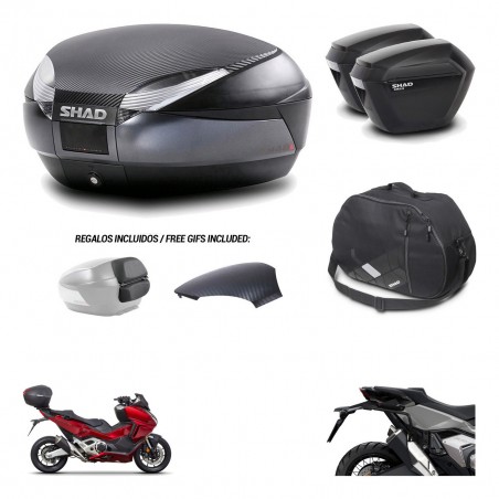SHAD Maletas sh23 + soporte montaje baul SH48 tapa respaldo accesorios 49 L KIT-476002