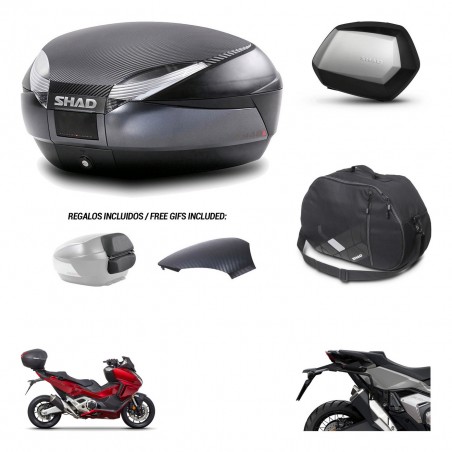 SHAD Maletas SH35 PREMIUM + soporte montaje baul SH48 tapa respaldo accesorios 49 L KIT-476003