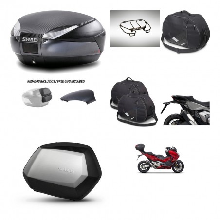 SHAD Maletas SH35 PREMIUM + soporte montaje baul SH48 tapa respaldo accesorios 49 L KIT-476028