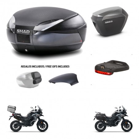 SHAD Maletas sh23 alu + soporte montaje baul SH48 tapa respaldo accesorios 49 L KIT-476047