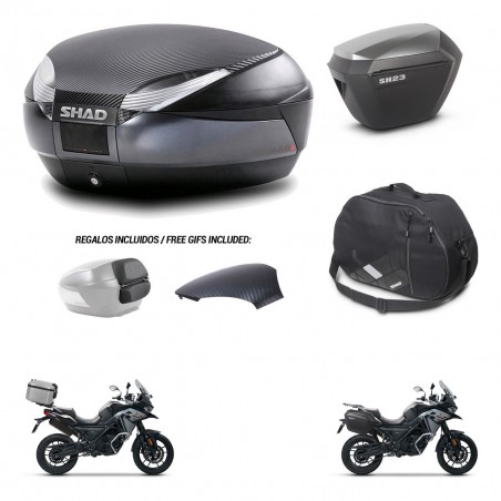 SHAD Maletas sh23 alu + soporte montaje baul SH48 tapa respaldo accesorios 49 L KIT-476053