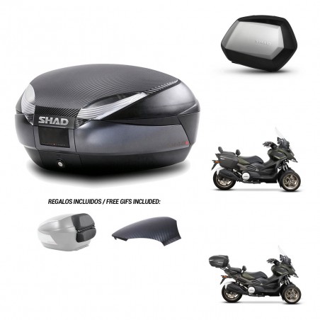 SHAD Maletas SH35 PREMIUM + soporte montaje baul SH48 tapa respaldo 49 L KIT-476087
