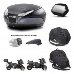 SHAD Maletas SH35 PREMIUM + soporte montaje baul SH48 tapa respaldo accesorios 49 L KIT-476100